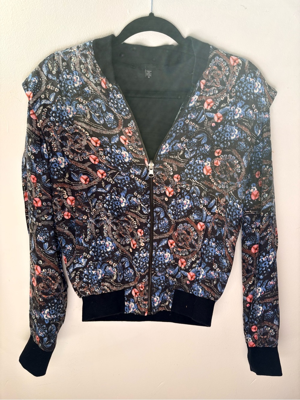 Joe’s Jeans Reversible Silk Floral & Sequin Bomber Jacket Size M
